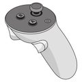 Isometric virtual reality controller icon. Vector illustration of a VR gamepad with joystick and buttons in grayscale Royalty Free Stock Photo