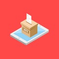 Isometric vote box and tablet icon.flat design Royalty Free Stock Photo