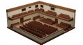 Isometric Voxel Art of Empty Auditorium with Beige Walls and Seating from High Angle Royalty Free Stock Photo