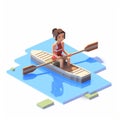 Isometric Voxel Art Kayak Illustration - Transportcore Puzzle Game