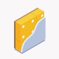 Isometric wall insulation cross-section icon. Vector illustration of yellow thermal foam layer with fasteners and grey Royalty Free Stock Photo