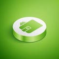 Isometric Wallet with stacks paper money cash icon isolated on green background. Purse icon. Cash savings symbol. White