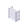 Isometric warehouse equipment rack shelf interior. 3d logistic racking interiors and stacking vector illustration Royalty Free Stock Photo