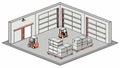 Isometric Warehouse Interior Vector, vector design Generative AI Royalty Free Stock Photo