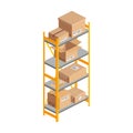 Isometric warehouse rack with boxes