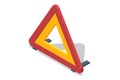 Isometric warning triangle for vehicle emergencies. The reflective red and yellow design is used to signal road hazards