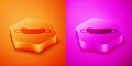 Isometric Washcloth icon isolated on orange and pink background. Bath house sauna washcloth sign. Item for pleasure and