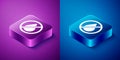 Isometric Water drop forbidden icon isolated on blue and purple background. No water sign. Square button. Vector Royalty Free Stock Photo