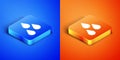 Isometric Water drop icon isolated on blue and orange background. Square button. Vector Royalty Free Stock Photo