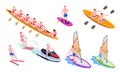 Isometric Water Sports Icon Set