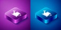 Isometric Watering can icon isolated on blue and purple background. Irrigation symbol. Square button. Vector Royalty Free Stock Photo