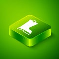 Isometric Waterproof rubber boot icon isolated on green background. Gumboots for rainy weather, fishing, gardening