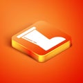 Isometric Waterproof rubber boot icon isolated on orange background. Gumboots for rainy weather, fishing, gardening