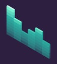 Isometric wave chart. Colorful infographic design. Design element for business presentation, statistics of data or