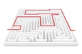 Isometric way pass intricacy labyrinth maze background 3d design template vector illustration Royalty Free Stock Photo