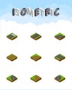 Isometric Way Set Of Sand, Unilateral, Bitumen Vector Objects. Also Includes Footer, Turning, Bitumen Elements.