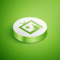 Isometric Weather forecast icon isolated on green background. White circle button. Vector Illustration