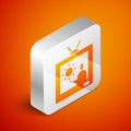 Isometric Weather forecast icon isolated on orange background. Silver square button. Vector Illustration