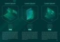 Isometric web banner Data Analysis and Statistics concept.