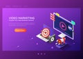 Isometric web banner online video content marketing advertising Royalty Free Stock Photo