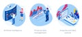 Isometric web business concept of financial administration, accounting, analysis, audit, financial report. Auditing tax