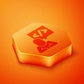 Isometric Web design and front end development icon isolated on orange background. Orange hexagon button. Vector Royalty Free Stock Photo