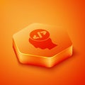 Isometric Web design and front end development icon isolated on orange background. Orange hexagon button. Vector Royalty Free Stock Photo