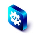 Isometric Web design and front end development icon isolated on white background. Blue square button. Vector Royalty Free Stock Photo