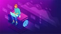 Isometric web developer concept. Royalty Free Stock Photo