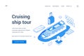 Isometric website banner advertising cruising tours by ship Royalty Free Stock Photo