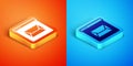 Isometric Website and envelope, new message, mail icon isolated on orange and blue background. Usage for e-mail Royalty Free Stock Photo