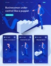 Isometric Businessman Control Like a Puppet