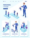 Isometric Website Template Landing page personnel change, the big boss keeps the employee the rest are afraid. Adaptive 3D