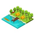 Isometric Weekend Recreation Concept Royalty Free Stock Photo