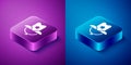 Isometric Western cowboy hat icon isolated on blue and purple background. Square button. Vector