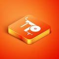 Isometric Wheelchair for disabled person icon isolated on orange background. Vector