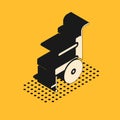 Isometric Wheelchair for disabled person icon isolated on yellow background. Vector Illustration
