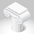 Isometric white capital of ancient column