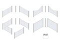 Isometric white fence sections. Vector