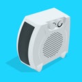 Isometric white Home Electric Convector Heater. Electric Heater Battery. Radiator. Equipment for Rapid Heating of the