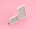 Isometric white horizontal and vertical two picture frames 3d Icon in flat color pink room,single color white, toylike cute