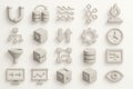Isometric White Icons Data Management Connectivity and Business Intelligence for Modern Digital Solutions Royalty Free Stock Photo