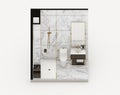 Isometric white marble toilet interior design 3d render