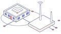 Isometric Wi-Fi Router for Home Network Connectivity, Vector Design Generative AI Royalty Free Stock Photo