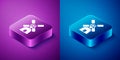 Isometric Windmill icon isolated on blue and purple background. Square button. Vector