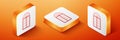 Isometric Window icon isolated on orange background. Orange square button. Vector
