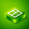 Isometric Window in room icon isolated on green background. Green square button. Vector Royalty Free Stock Photo