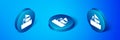 Isometric Windsurfing icon isolated on blue background. Blue circle button. Vector Royalty Free Stock Photo