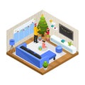 Isometric Winter Family Holiday Concept Royalty Free Stock Photo