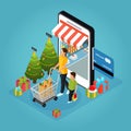 Isometric Winter Holiday Online Shopping Concept